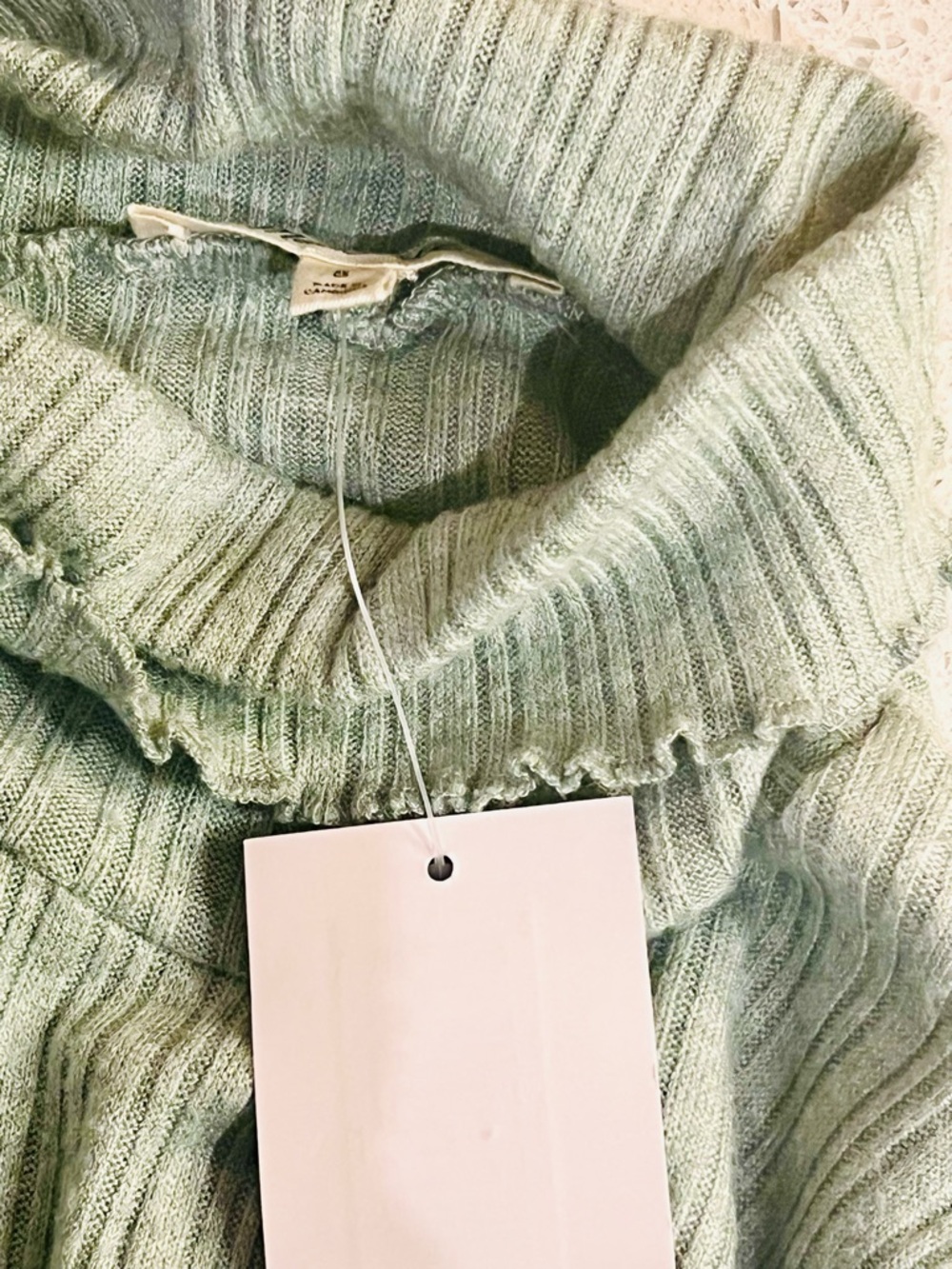 Madewell Sage Ribbed Mock Neck Cropped Sweater - Picture 6 of 8